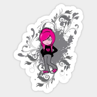 Emo Girl Anime Manga Illustration Sticker